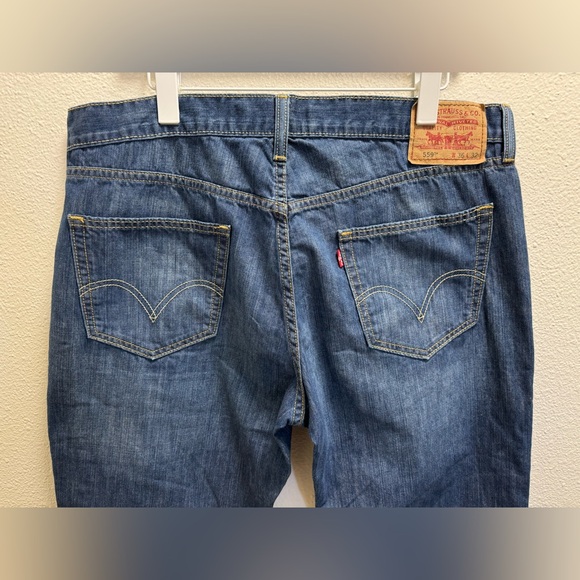 Levis 559 Relaxed Fit Straight Leg Distressed Cotton Blue Men's 36x32 - Picture 5 of 7